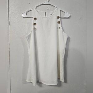 Calvin Klein Off White/cream Sleeveless Top With Gold Accent Buttons!